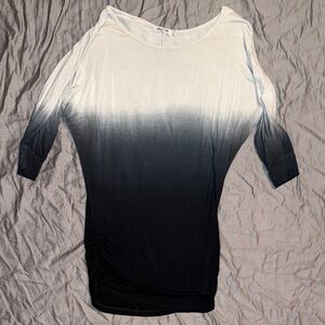 Black and White Ombre Long Sleeve Top